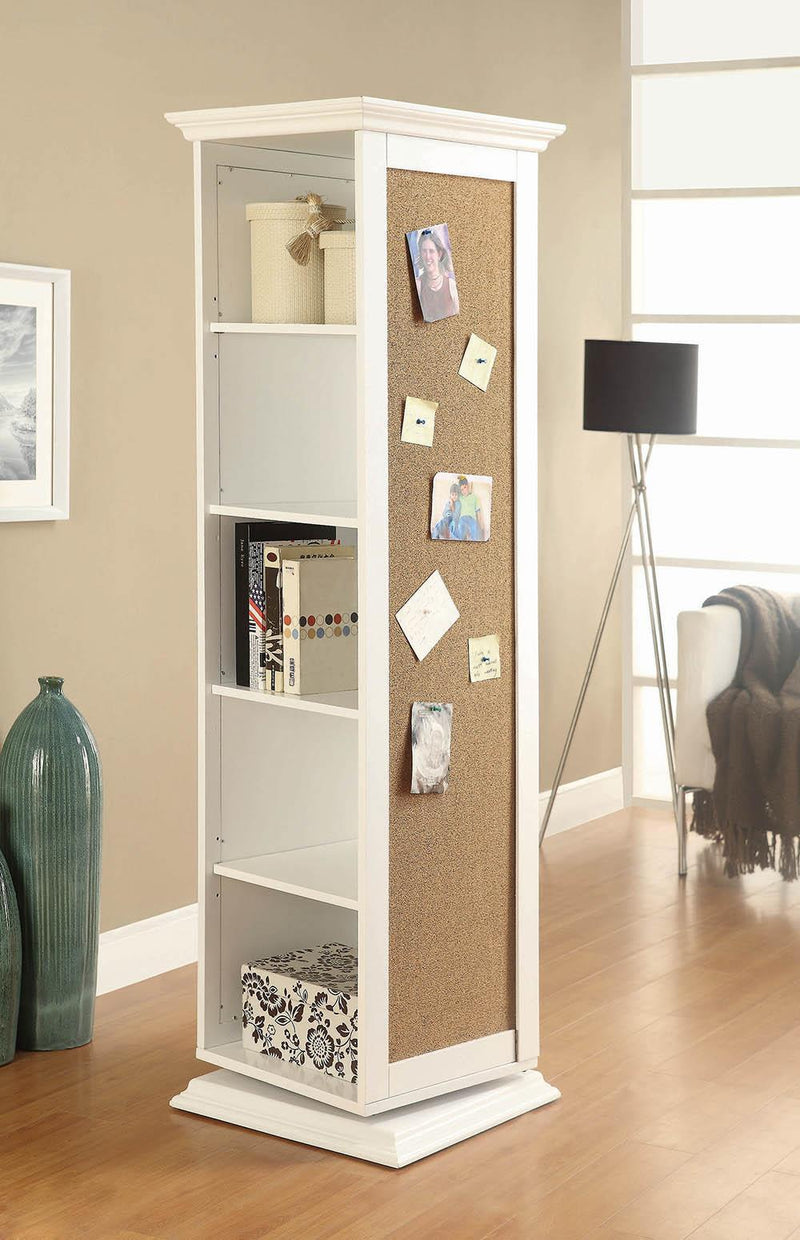 Swivel Accent Cabinet With Cork Board - White-Washburn's Home Furnishings