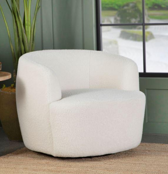 Swivel Barrel Design Chair - White-Washburn's Home Furnishings