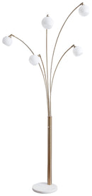 Taliya - Champagne/white - Metal Arc Lamp (1/cn)-Washburn's Home Furnishings