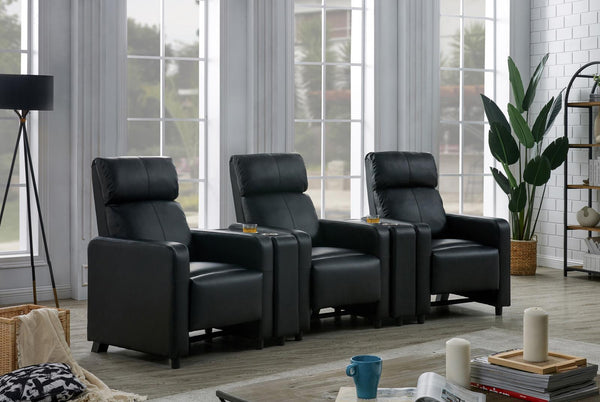 Toohey Home Theater Collection - 5 Pc 3-seater Home Theater - Black-Washburn's Home Furnishings