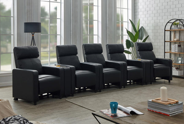 Toohey Home Theater Collection - 7 Pc 5-seater Home Theater - Black-Washburn's Home Furnishings