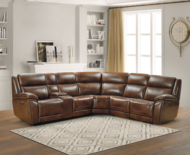 Trambley - Dark Brown - Left Arm Facing Power Recliner 6 Pc Sectional-Washburn's Home Furnishings