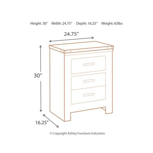 Trinell 2 Drawer Night Stand in Brown-Washburn's Home Furnishings