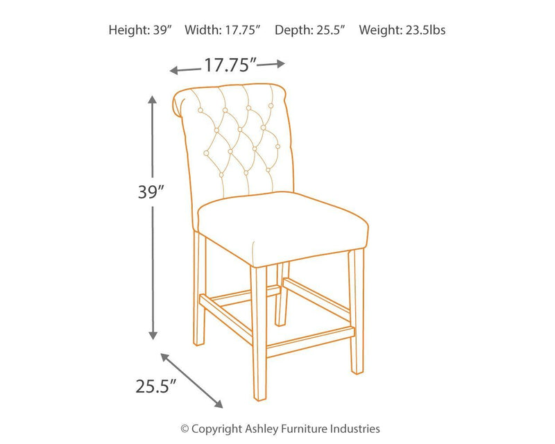 Tripton - Graphite - Counter Height Bar Stool (set Of 2)-Washburn's Home Furnishings