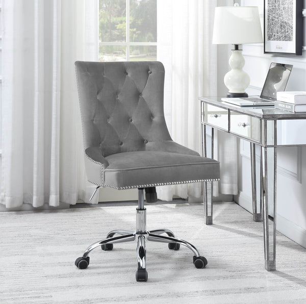 Tufted Back Office Chair - Grey And Chrome-Washburn's Home Furnishings