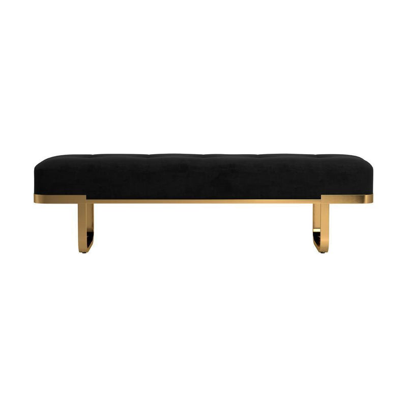 Tufted Upholstered Bench - Black And Brass-Washburn's Home Furnishings