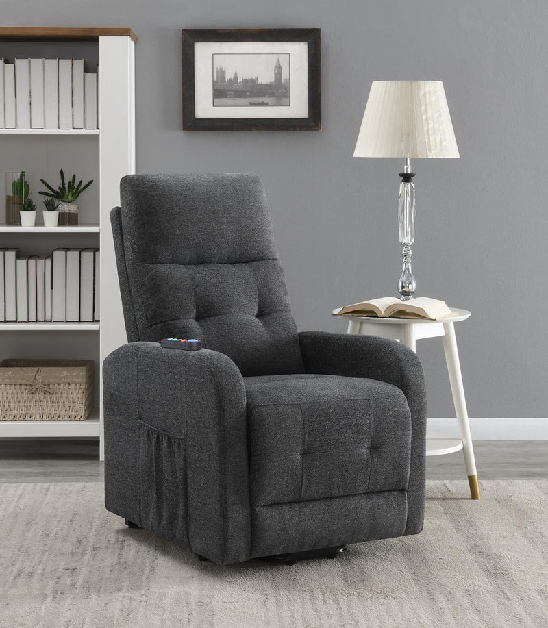 Tufted Upholstered Power Lift Recliner - Gray-Washburn's Home Furnishings