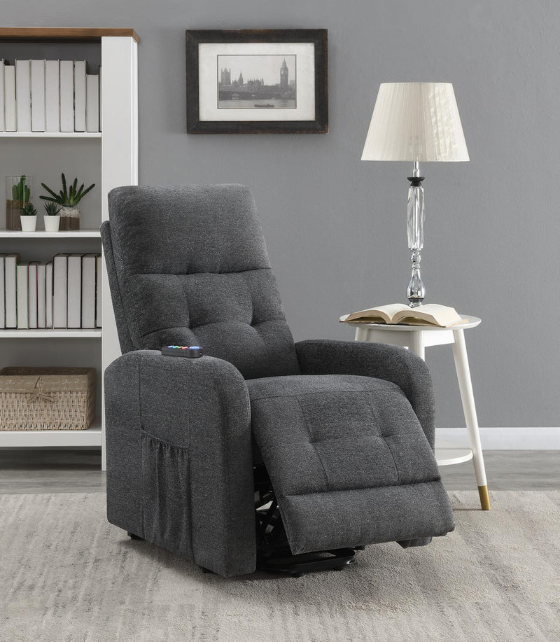 Tufted Upholstered Power Lift Recliner - Gray-Washburn's Home Furnishings