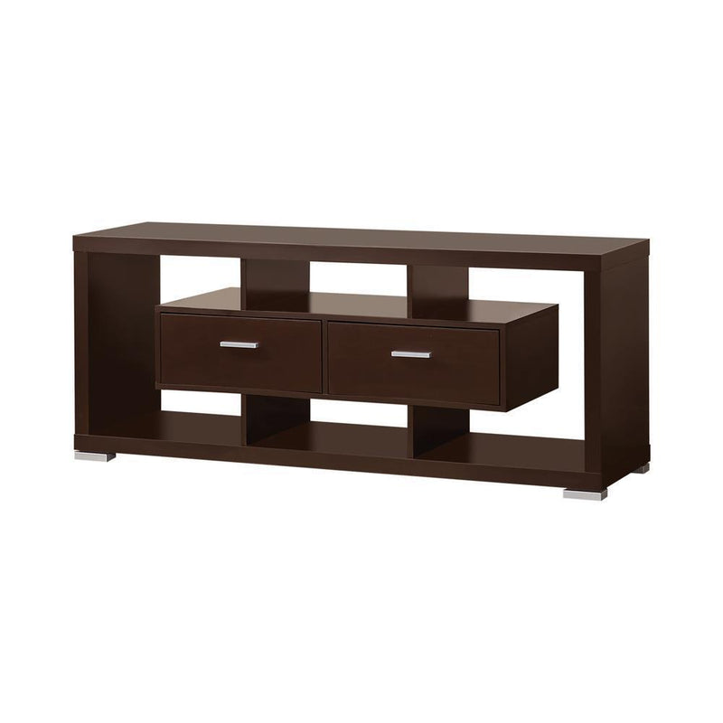 Tv Consoles - 2-drawer Rectangular - Cappuccino And Silver-Washburn's Home Furnishings