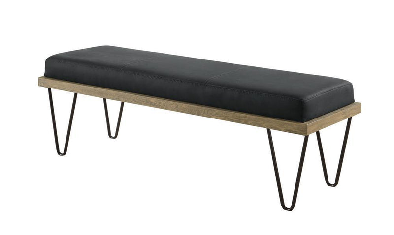 Upholstered Bench With Hairpin - Legs - Black-Washburn's Home Furnishings
