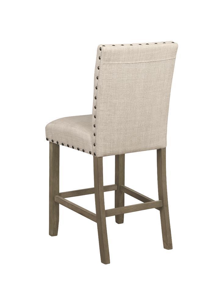 Upholstered Counter Height Stools With Nailhead Trim - Beige (set Of 2)-Washburn's Home Furnishings