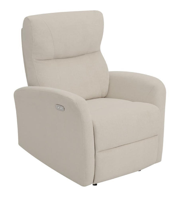 Upholstered Cushion Power Recliner - Beige-Washburn's Home Furnishings