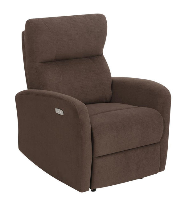 Upholstered Cushion Power Recliner - Brown-Washburn's Home Furnishings