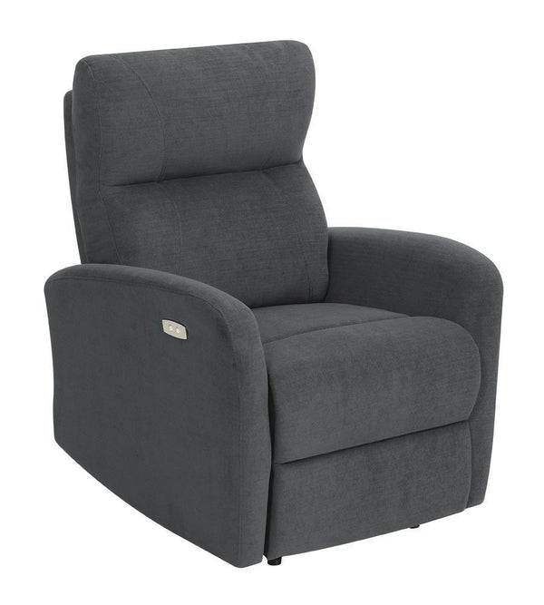 Upholstered Cushion Power Recliner - Gray-Washburn's Home Furnishings