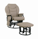 Upholstered Glider Recliner With Ottoman - Beige-Washburn's Home Furnishings