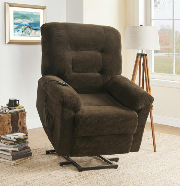 Upholstered Power Lift Recliner - Brown-Washburn's Home Furnishings