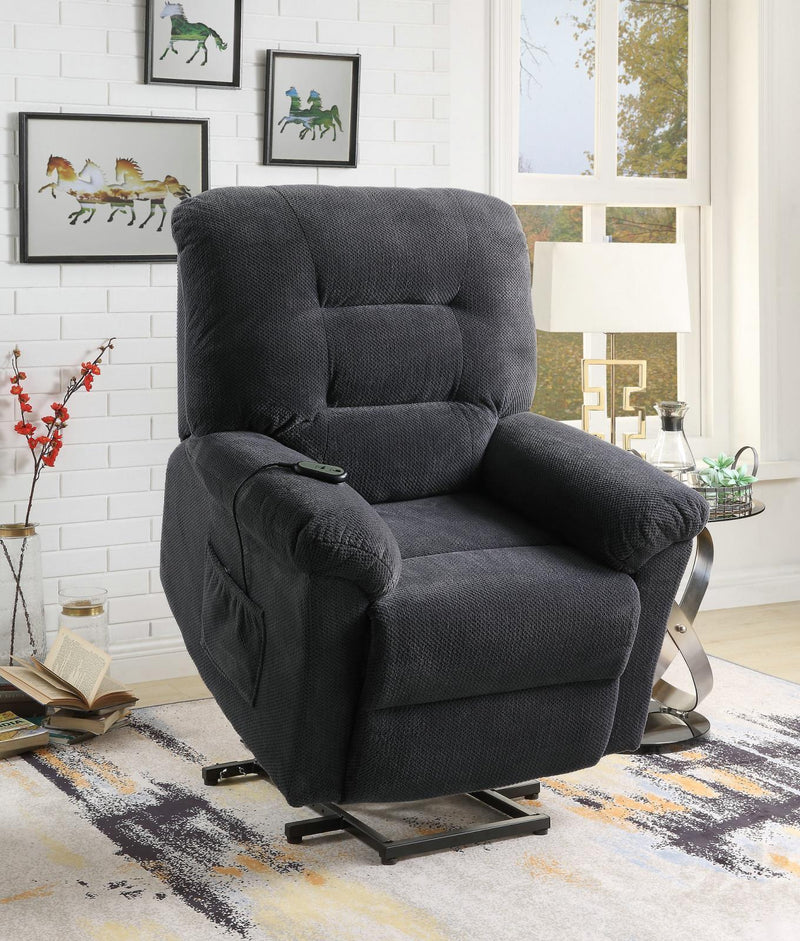 Upholstered Power Lift Recliner - Gray-Washburn's Home Furnishings