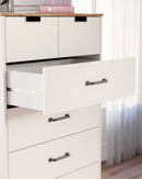 Vaibryn - White / Brown / Beige - Five Drawer Chest - Vinyl-wrapped-Washburn's Home Furnishings