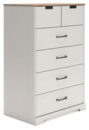 Vaibryn - White / Brown / Beige - Five Drawer Chest - Vinyl-wrapped-Washburn's Home Furnishings