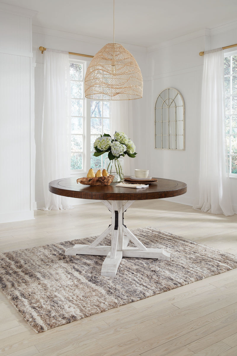 Valebeck - White/brown - Dining Table-Washburn's Home Furnishings
