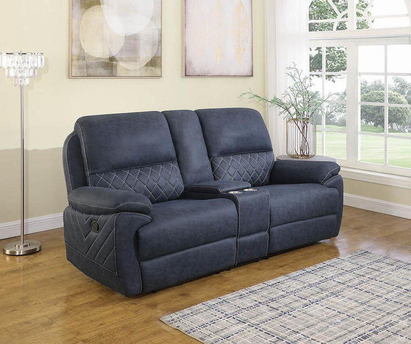 Variel Motion Collection - 3 Pc Motion Loveseat - Blue-Washburn's Home Furnishings