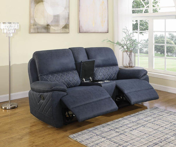 Variel Motion Collection - 3 Pc Motion Loveseat - Blue-Washburn's Home Furnishings