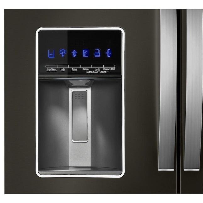 Whirlpool 26cf French Door Refrigerator in Black Stainless-Washburn's Home Furnishings