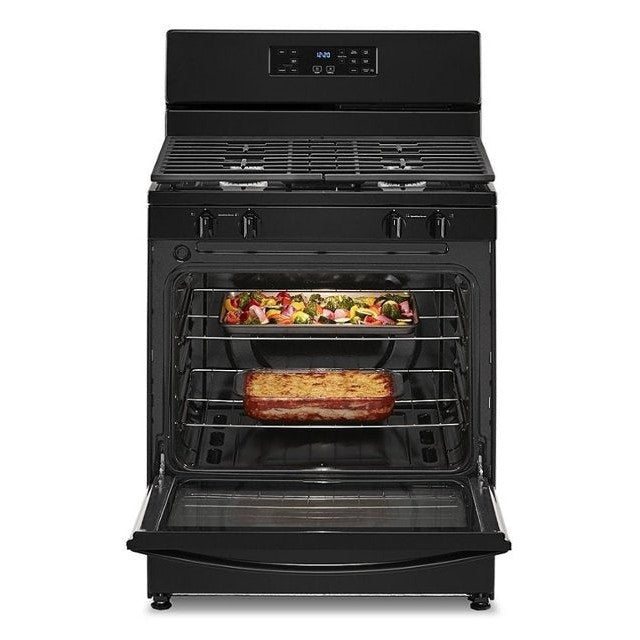 Whirlpool 5.1 Cu. Ft. Freestanding Gas Range with Edge to Edge Cooktop - Black-Washburn's Home Furnishings