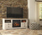 Willowton - Whitewash - 2 Pc. - 64" Tv Stand With Faux Firebrick Fireplace Insert-Washburn's Home Furnishings