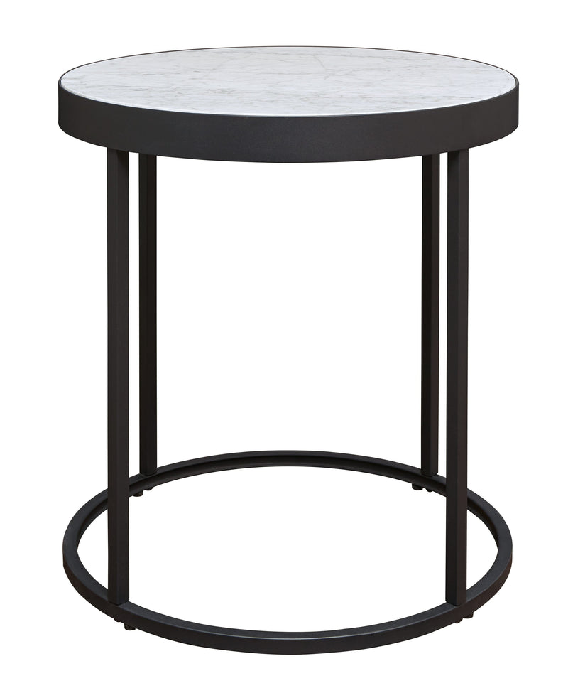 Windron - Black/white - Round End Table-Washburn's Home Furnishings