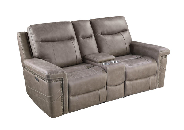 Wixom Motion Collection - Power 2 Loveseat - Taupe-Washburn's Home Furnishings