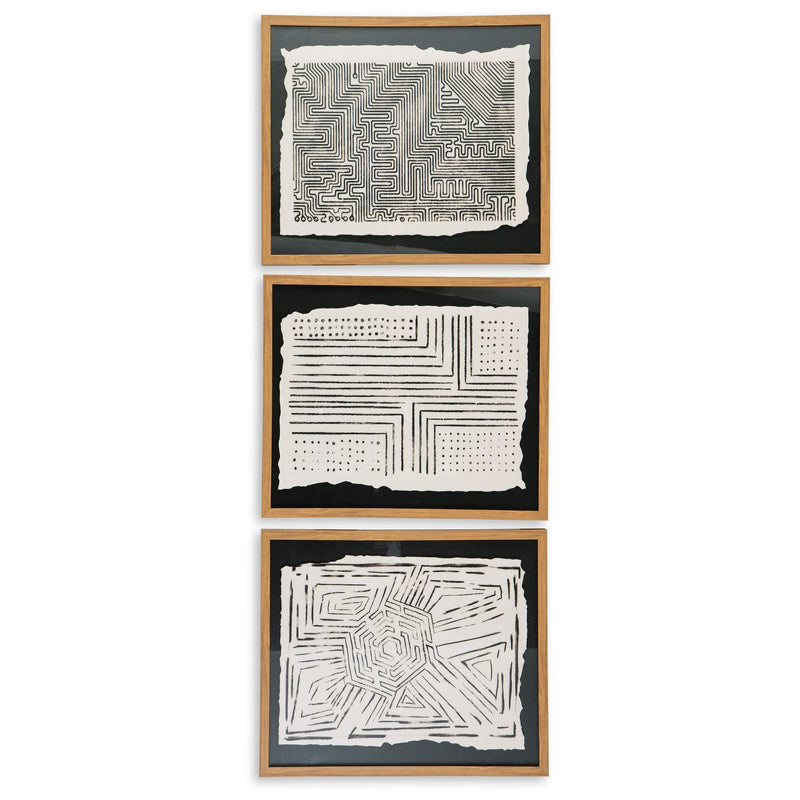 Wonderstow - Black/beige - Wall Art Set (3/cn)-Washburn's Home Furnishings