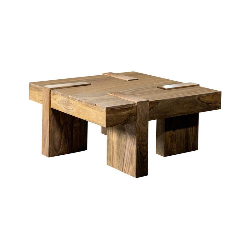 Wooden Square Coffee Table - Light Brown-Washburn's Home Furnishings