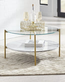 Wynora - White/gold - Round Cocktail Table-Washburn's Home Furnishings