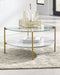 Wynora - White/gold - Round Cocktail Table-Washburn's Home Furnishings