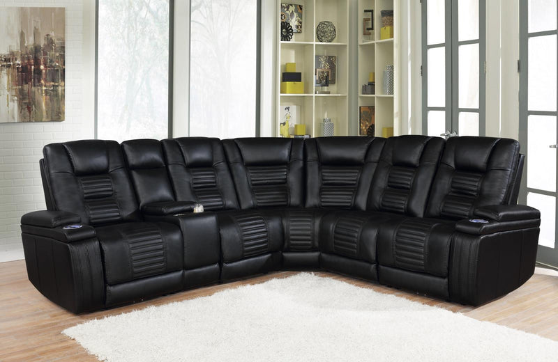 Zane - 6 Pc Power 2 Sectional - Black-Washburn's Home Furnishings