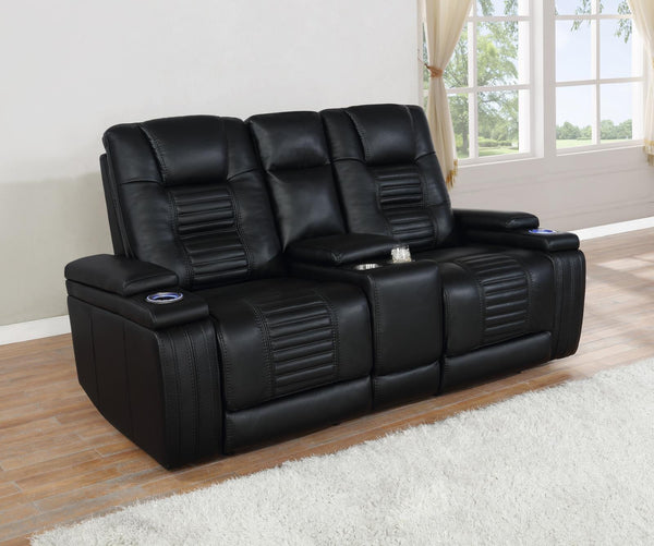 Zane - Dual Power Loveseat - Black-Washburn's Home Furnishings