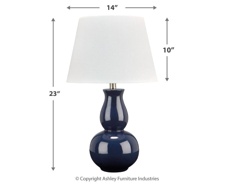 Zellrock - Navy - Ceramic Table Lamp (1/cn)-Washburn's Home Furnishings