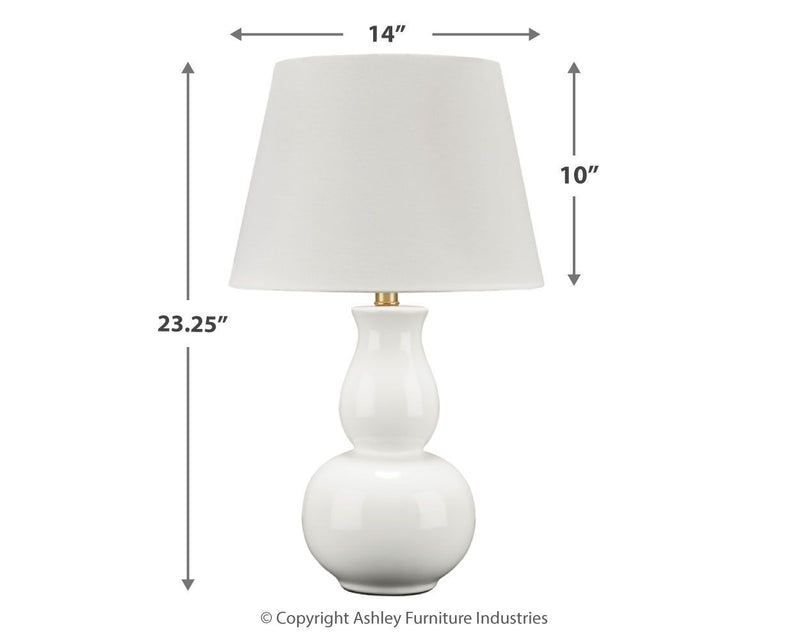 Zellrock - White - Ceramic Table Lamp (1/cn)-Washburn's Home Furnishings
